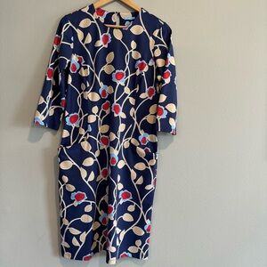 J.McLaughlin Catalina Cloth Floral Rose Print Dress 3/4 Sleeves Pockets Office L